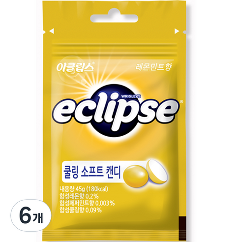 이클립스 쿨링 소프트 캔디 레몬민트향, 45g, 6개