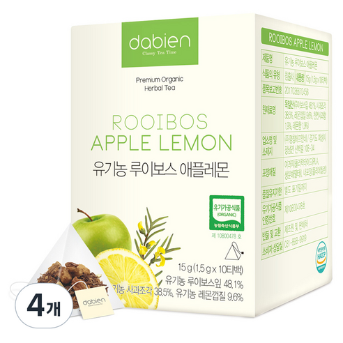 다비앙 유기농 루이보스 애플레몬 티, 1.5g, 10개입, 4개
