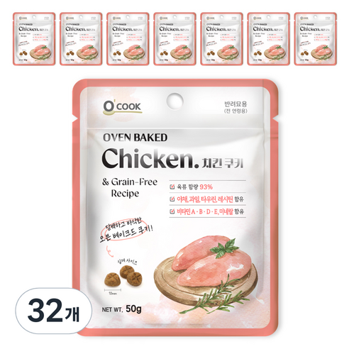 오쿡 고양이 오븐베이크드 간식, 치킨, 50g, 32개
