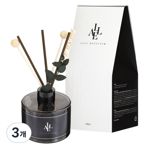 알레 블랙 디퓨저, 3개, 200ml, 라벤더