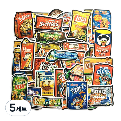 셀렉트스티커 캐리어스티커 노트북 스트릿 레트로스낵 50종 세트, 혼합색상, 5세트