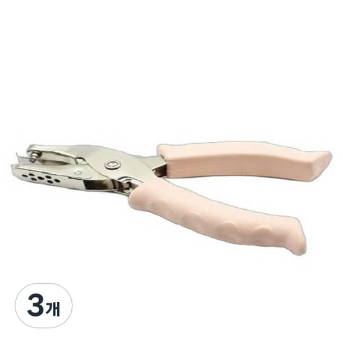 마다꾸미 컬러 핸드 1공 펀치 3mm, 파스텔핑크, 3개