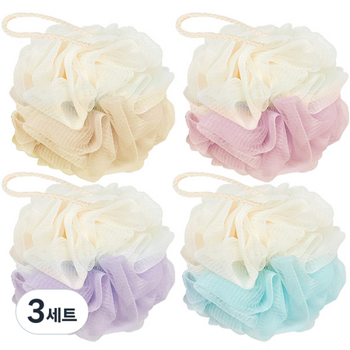 샤바스 매일쓰는 데일리 투톤 샤워볼 4종 x 45g 세트, 핑크, 옐로우, 블루, 바이올렛, 3세트, 4개입