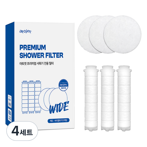 아토젯 프리미엄 샤워기 리필필터 헤드 3p + 바디 3p 세트, 4세트, 무향