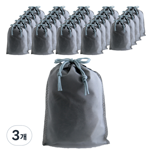 부직포 복주머니 더스트백 30 x 39 cm 25p, 그레이, 3개