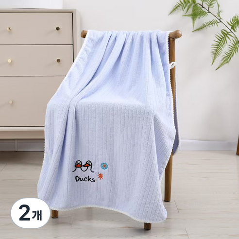 원이네 DUCKS 벨벳 바스타월 300g, 블루, 2개