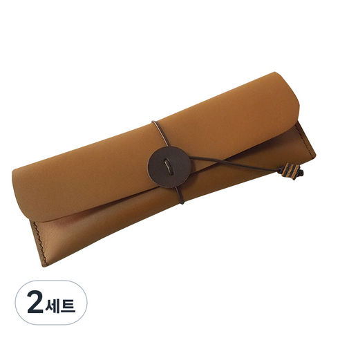더보테가 핸드메이드 가죽 필통 + 펜슬캡 세트 각인 무, 비비지 탄, 2세트