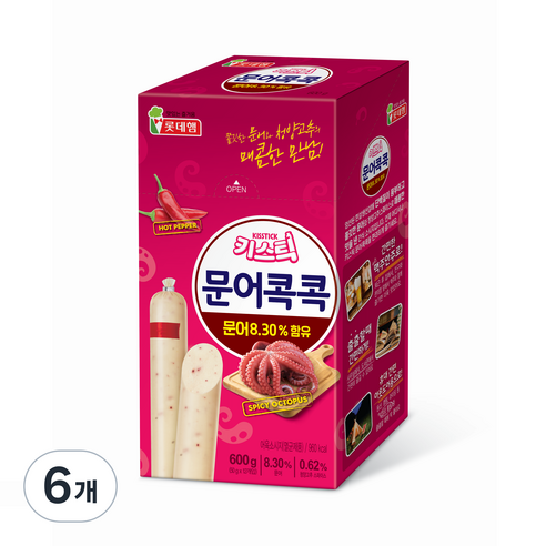 롯데웰푸드 키스틱 문어콕콕 소시지, 600g, 6개