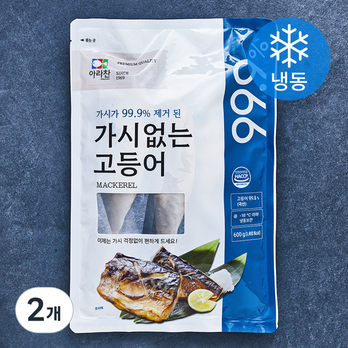 아라찬 국내산 가시없는 고등어 (냉동), 600g, 2개
