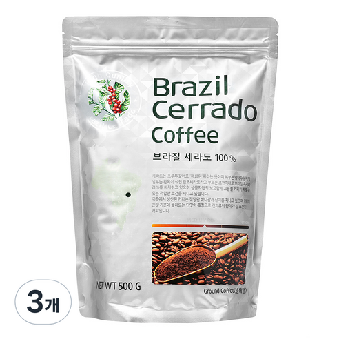 코델리 브라질 세라도 분쇄커피, 500g, 3개