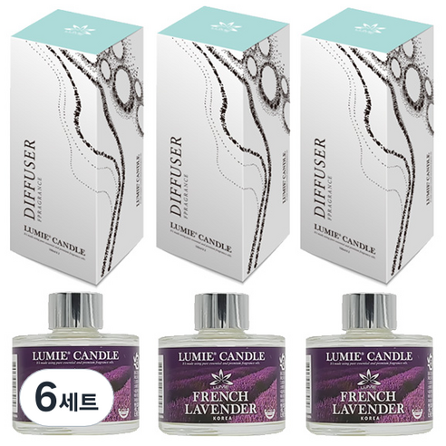 르미에 식물성 주정 디퓨저 100ml x 3p + 리드스틱 5p x 3개 세트, 프렌치라벤더, 6세트