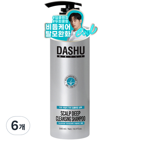 다슈 데일리 두피 딥클렌징 비듬케어 탈모증상완화 샴푸, 500ml, 6개