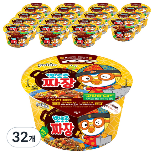 팔도 뽀로로 짜장 라면 77g, 32개
