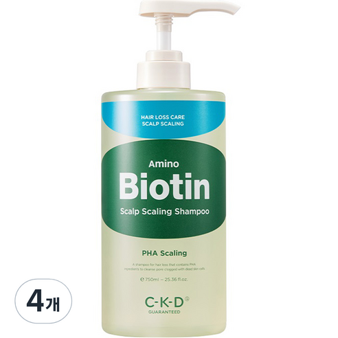 씨케이디 아미노 비오틴 두피 각질 샴푸 그린시트러스향, 750ml, 4개