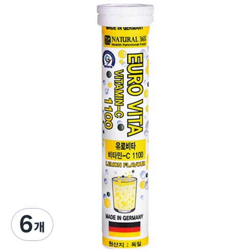내츄럴365 유로비타 비타민C 1100 레몬맛, 20정, 6개