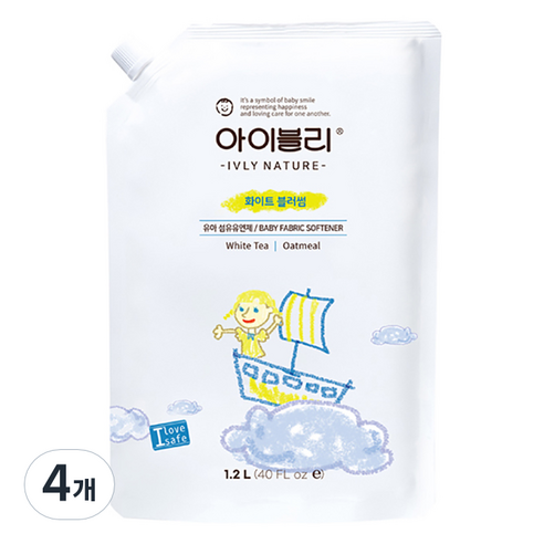 아이블리네이쳐 오트밀 성분 섬유유연제 화이트 블러썸향 본품, 4개