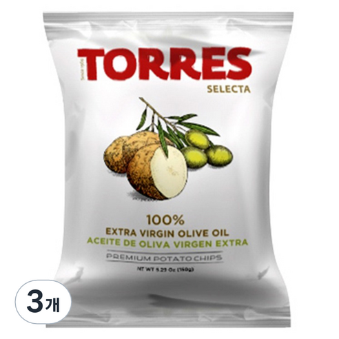 토레스 셀렉타 엑스트라버진 올리브오일 감자칩, 125g, 3개