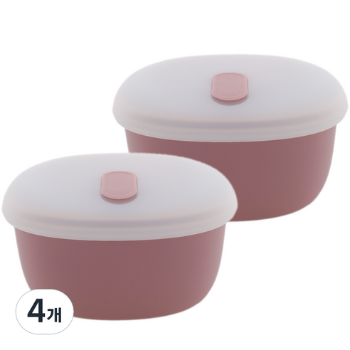 체리하우스 실리콘 밥팩용기 다크핑크 350ml, 4개