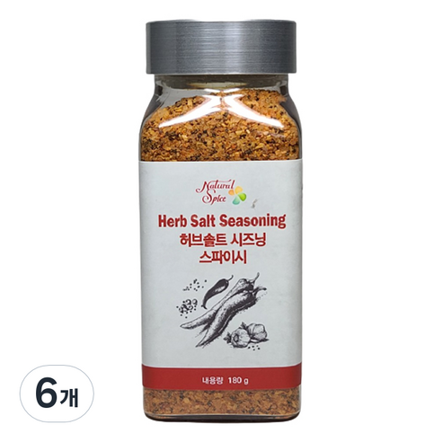 내츄럴스파이스 허브솔트시즈닝 스파이시, 180g, 6개