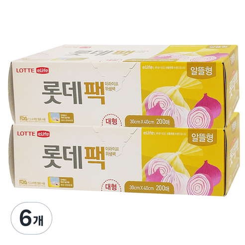 롯데이라이프 위생팩 알뜰형 대 30 cm x 40, 6개