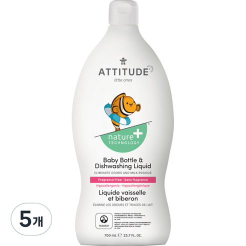 에티튜드 젖병 세정제 무향, 700ml, 5개