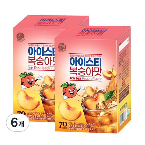 우리차 아이스티 복숭아 분말, 13g, 70개입, 6개