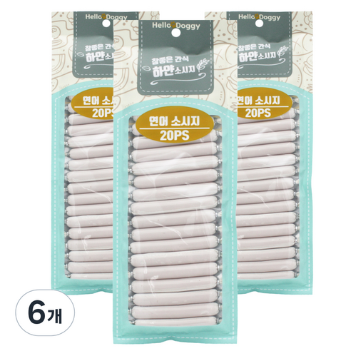 헬로도기 참좋은간식 강아지 하얀소시지 20p, 연어, 180g, 6개