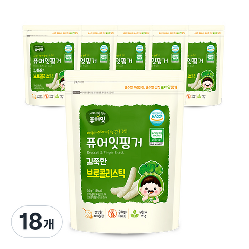 퓨어잇 핑거 길쭉한 야채스틱 30g, 브로콜리, 18개
