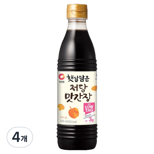 햇살담은 청정원 저당 맛간장, 4개, 500ml
