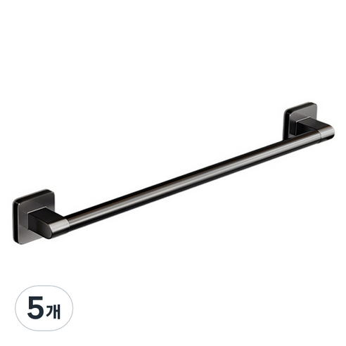 맥라이프 욕실 접착식 무타공 수건 걸이 50cm, 블랙, 5개