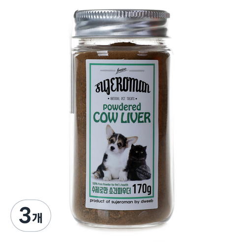 SUJEROMAN 3개월이후 반려동물 파우더 간식, 소간, 170g, 3개