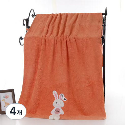 원이네 사랑스러운 토끼 바스타월 300g, 오렌지, 4개