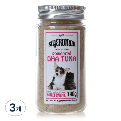 SUJEROMAN 3개월이후 반려동물 파우더 간식, 참치, 190g, 3개