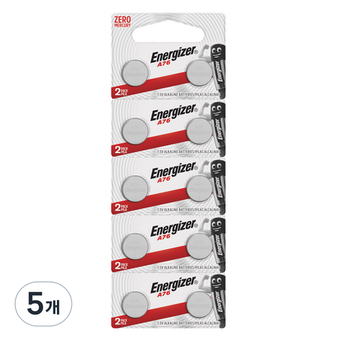 에너자이저 알카라인 A76 LR44 코인건전지, 10개입, 5개