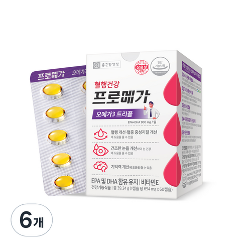 프로메가 오메가3 트리플 장용성 39.24g, 60정, 6개
