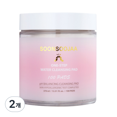 순수자아 원스텝 워터 클렌징 패드 370ml, 100개입, 2개
