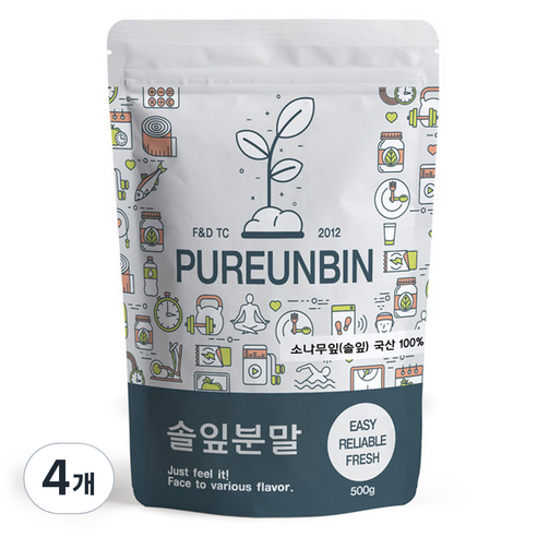 푸른빈 솔잎 분말, 4개, 500g