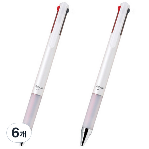 파이롯트 다기능 젤잉크 쥬스업 3색 다색펜 0.4mm, 화이트, 6개