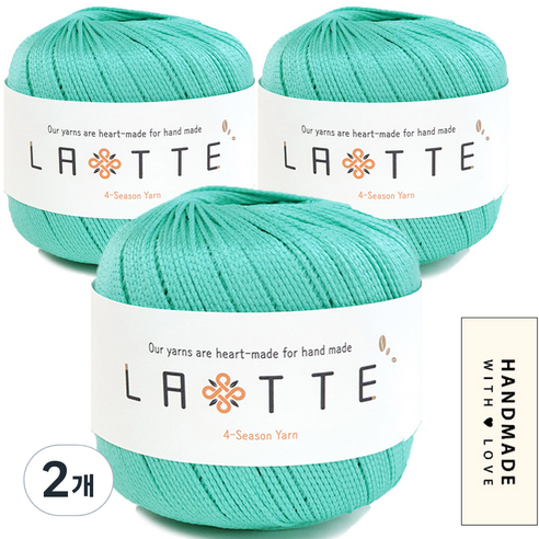 니뜨 라떼 뜨개실 65g x 3p + 코튼라벨 바코드 세트, 8 스카이, 2개