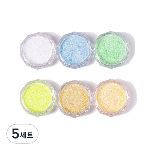블라썸 파스텔 네일 글리터 파우더 6종 세트, 5세트, 옐로우 + 블루