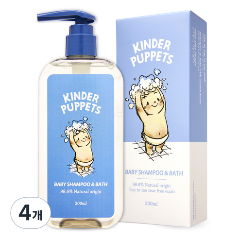 킨더퍼페츠 베이비 샴푸 앤 바스, 4개, 300ml