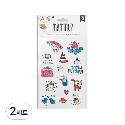 태틀리 타투 스티커 시트 2p, 파티 팔즈, 2세트