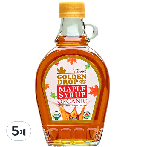 골든드롭 유기농 메이플 시럽, 250ml, 5개