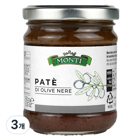 MONTI 블랙올리브 파테, 180g, 3개