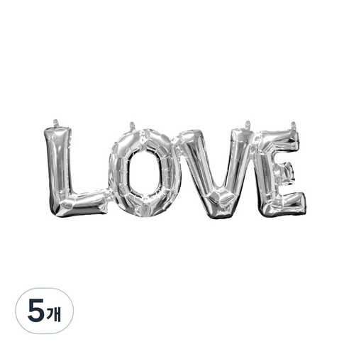 릴리드레스 대문자 LOVE 은박풍선 LPRP10, 실버, 5개