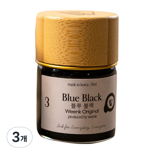 윙크 미니 병잉크 15ml, No 3 블루블랙, 3개