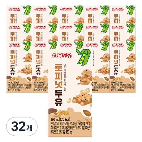 삼육두유 토피넛두유, 32개, 190ml