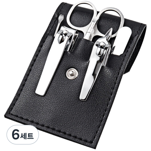리빙홈디테일 휴대용 손톱깍이 7종 세트, 6세트, 블랙