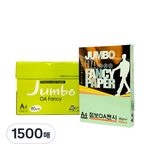 두성 종이 OA팬시페이퍼점보 80g 500매입, P14-담연두색, 1500매