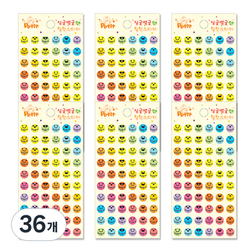 쁘띠팬시 싱글벙글 칭찬스티커 DA5237, 혼합 색상, 36개
